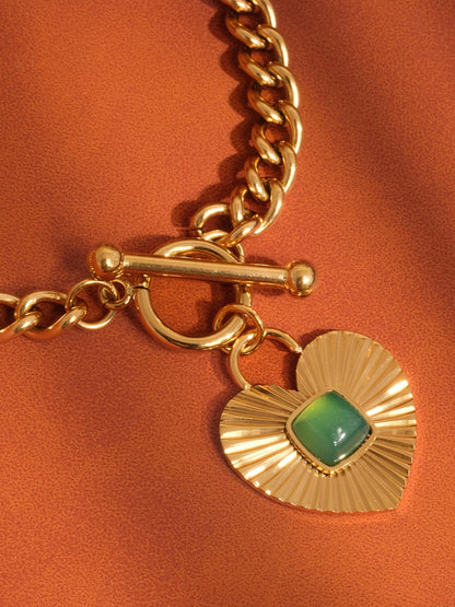 Apres 18k Gold Green Heart Necklace